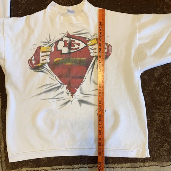 Kansas City Chief Mock Neck Sweatshirt 1995 White Size Y2K 2X - Picture 9 of 10
